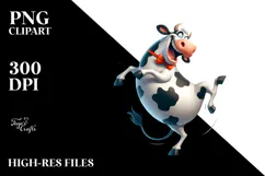 Goofy Holstein Cow with Bow Tie PNG Product Image 2