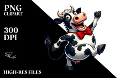 Goofy Holstein Cow with Bow Tie PNG Product Image 2