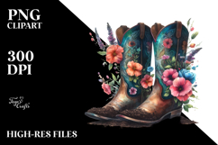 Colorful Cowboy Boots Watercolor Clipart Title Product Image 2