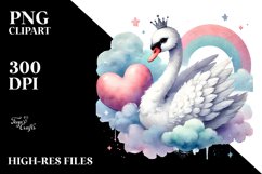 Colorful Pastel Swan Holding Heart Product Image 2