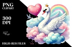 Colorful Pastel Swan Holding Heart Product Image 2