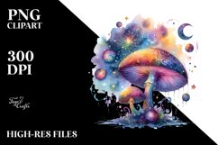 Colorful Magical Mushroom Celestial Clipart Product Image 1