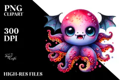 Colorful Baby Octopus Vampire Fangs | Sublimation | Clipart Product Image 2