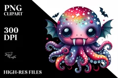 Colorful Baby Octopus Vampire Fangs | Sublimation | Clipart Product Image 1