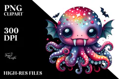 Colorful Baby Octopus Vampire Fangs | Sublimation | Clipart Product Image 2