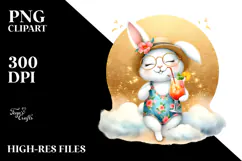 Happy Bunny in Beachwear PNG Product Image 2
