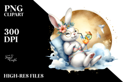 Bunny with Beachwear and Cocktail, High-Res PNG Product Image 2