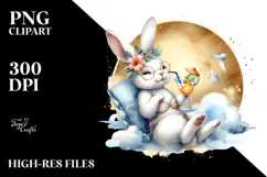 Happy Bunny in Beachwear PNG Product Image 2