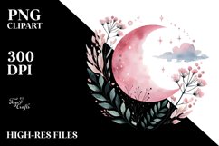 Pinkish Smiling Moon PNG Product Image 2