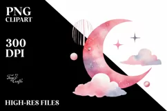 Smiling Pinkish Moon, Transparent PNG Product Image 2