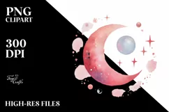 Smiling Pinkish Moon, Transparent PNG Product Image 2