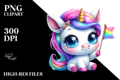 Crazy Cute Baby Unicorn PNG Product Image 2