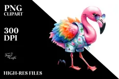 Colorful Baby Flamingo PNG Product Image 2