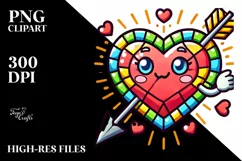 Cartoon Hearth with Arrow, High-Res PNG Product Image 2