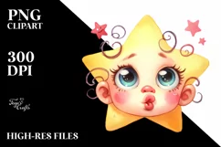 Watercolor Funny Baby Face PNG Product Image 1
