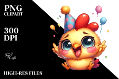 Silly Cartoon Chicken with Party Hat, High-Resolution PNG Product Image 2
