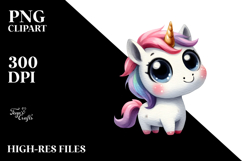 Expressive Funny Unicorn Watercolor, PNG Product Image 2