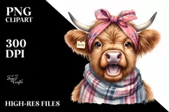 Highland Cow With Bandana | Sublimation | Clipart Product Image 1