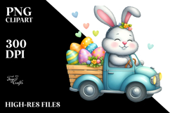 Bunny with Car and Easter Eggs, PNG Product Image 2