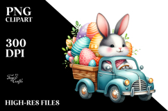 Bunny with Car and Easter Eggs, PNG Product Image 2
