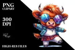 Funny Baby Highland Cow Dancing PNG Product Image 3