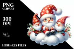 Vintage Santa with Gnomes PNG Product Image 3