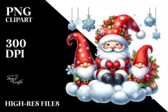 Vintage Santa with Gnomes PNG Product Image 1