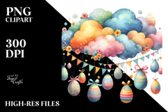 Cloud with Easter Eggs, PNG Product Image 2