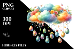 Cloud with Easter Eggs, PNG Product Image 2