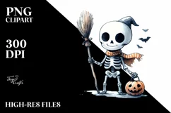 Simple Funny Skeleton Halloween Clipart PNG Product Image 3
