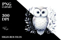 Simple Owl Watercolor PNG Product Image 2