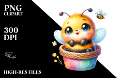 Colorful Baby Bee Watercolor Clipart Title Product Image 2