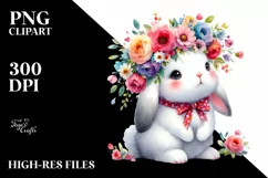 Simple Funny Rabbit in Watercolor PNG Product Image 3