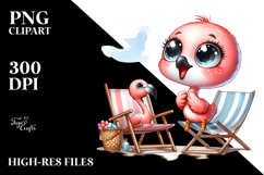 Baby Flamingo on Beach Chair Excited Product Image 2