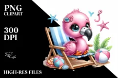 Baby Flamingo on Beach Chair Excited Product Image 3