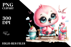 Baby Flamingo on Beach Chair Excited Product Image 2