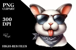 Funny Cute Rabbit Portrait Sunglasses | Clipart Product Image 3
