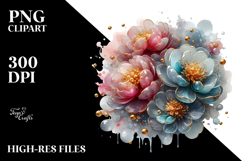 Elegant Peonies Flower Watercolor PNG Product Image 2