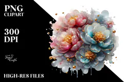 Elegant Peonies Flower Watercolor PNG Product Image 2
