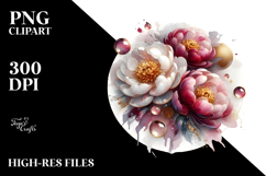 Elegant Peonies Flower Watercolor PNG Product Image 2