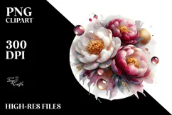 Elegant Peonies Flower Watercolor PNG Product Image 2