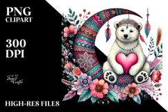 Colorful Boho Polar Bear Holding Heart Product Image 2