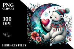 Colorful Boho Polar Bear Holding Heart Product Image 2