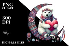 Colorful Boho Polar Bear Holding Heart Product Image 2