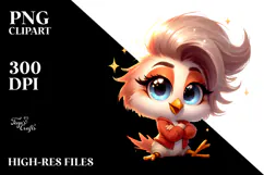 Cartoon Bird with Big Eyes, Transparent PNG Product Image 2