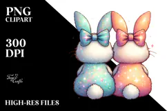 Vintage 2 Bunnies View from Back, PNG Product Image 2