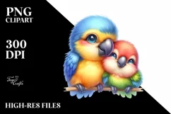 Colorful Baby Macaw Cuddling Carousel | Clipart Product Image 1