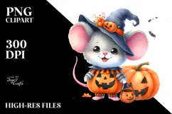 Cute Baby Mouse Dressed for Halloween PNG Product Image 2