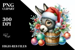 Colorful Donkey with Santa Hat PNG Product Image 2