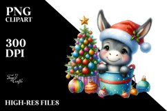 Colorful Donkey with Santa Hat PNG Product Image 2